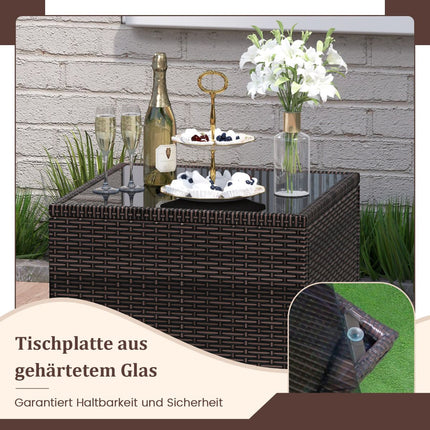 3-Piece Rattan Patio Set with Cushions and Table
