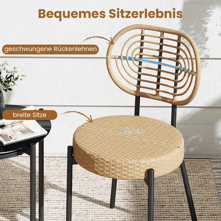 3dílná ratanová zahradní sestava se skleněným stolem, hnědá
