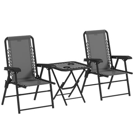 3dílný ocelový bistro set, skládací, tmavě šedý
