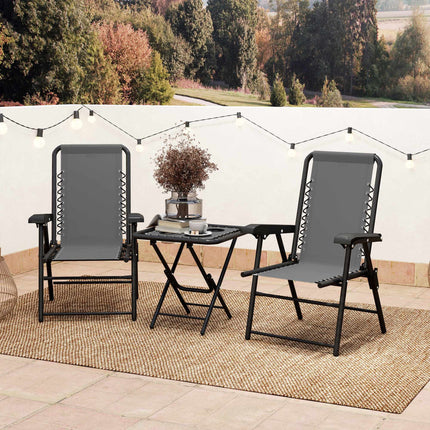 3dílný ocelový bistro set, skládací, tmavě šedý