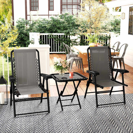 3dílný ocelový bistro set, skládací, tmavě šedý