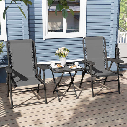 3dílný ocelový bistro set, skládací, tmavě šedý