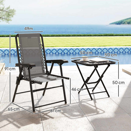 3dílný ocelový bistro set, skládací, tmavě šedý