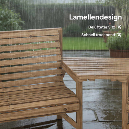 3-Piece Wooden Patio Set with Umbrella Hole