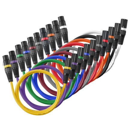 3-Pin XLR Cable 1 m, 10-Pack Shielded Male to Female