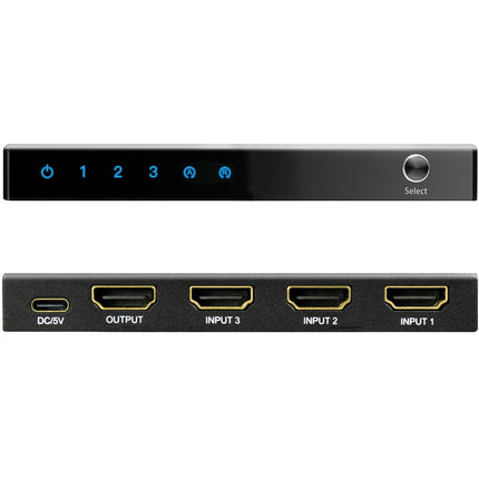 3portový HDMI přepínač, 4K/60Hz, HDMI 2.0, s dálkovým ovládáním