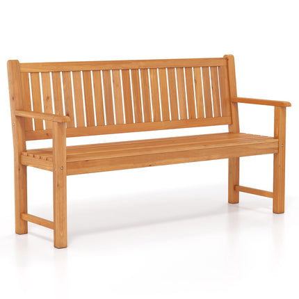 3-Seater Outdoor Wooden Bench, 59" Fir Wood, Brown