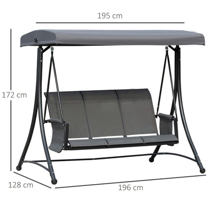 3-seater Veranda swing in aluminum with canopy, gray