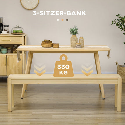 Třímístná jídelní lavice z borovice, nosnost 330 kg, 150 x 33 x 45 cm