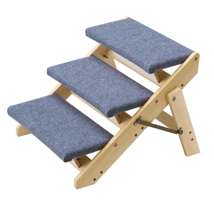 3-Step Wooden Dog Stairs, Foldable, 150 lb Capacity