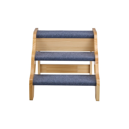 3-Step Wooden Pet Stairs, Non-Slip, 150 lb Capacity