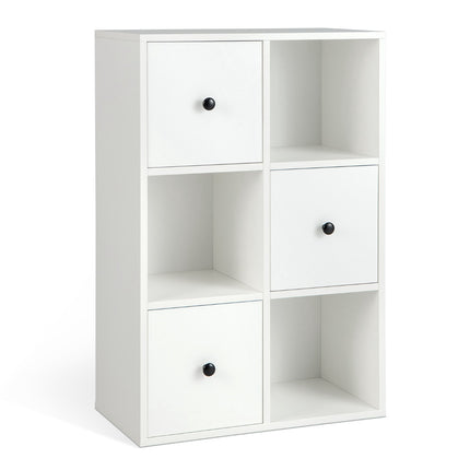 3patrová knihovna, 3 boxy, 3 zásuvky, bílá