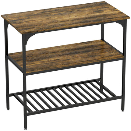 3-Tier Kitchen Shelf, Steel Frame, Rustic Brown/Black