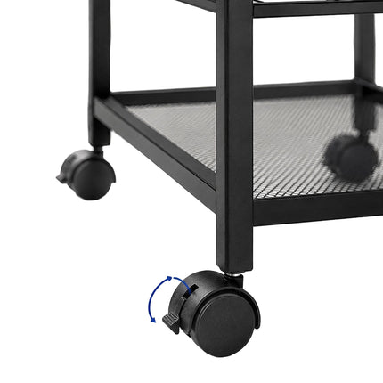 3-Tier Kitchen Trolley, Brown – Metal & MDF, Lockable Wheels
