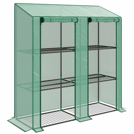 3-Tier Mini Greenhouse with 6 Wire Shelves, Roll-Up Doors