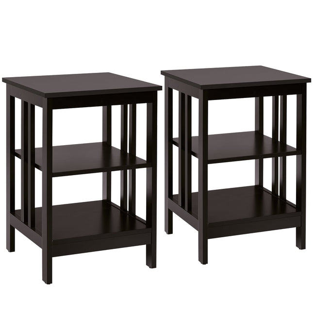 3-laags nachtkastjesset, MDF, 40x40x61 cm, koffiekleur