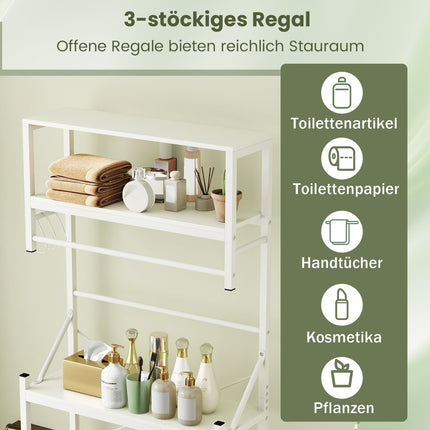 3patrový koupelnový regál nad WC, 64x24x162 cm, bílý