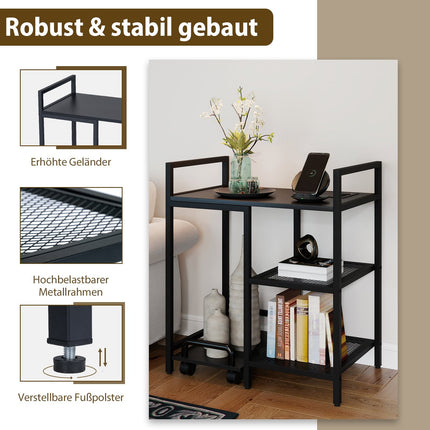 3patrový stolek pod tiskárnu s nabíjecí stanicí, černý