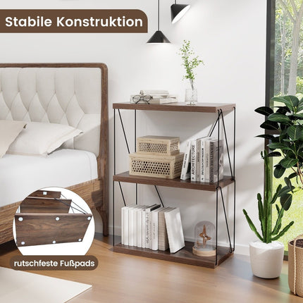 3patrový stojací regál s kovovým rámem, industriální knihovna a úložný regál 60 x 29.5 x 82 cm