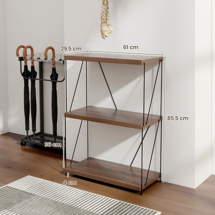 3patrový stojací regál s kovovým rámem, industriální knihovna a úložný regál 60 x 29.5 x 85.5 cm