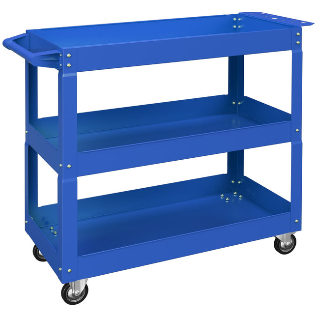 3-laags stalen gereedschapswagen, 4 wielen, 83x35,3x76 cm, blauw
