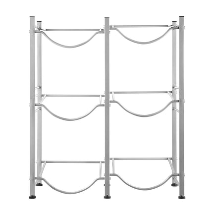 3-Tier Water Jug Rack, 6-Bottle 5-Gallon, Silver
