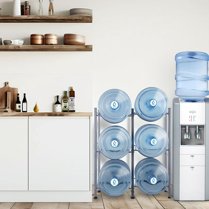 3-Tier Water Jug Rack, 6-Bottle 5-Gallon, Silver