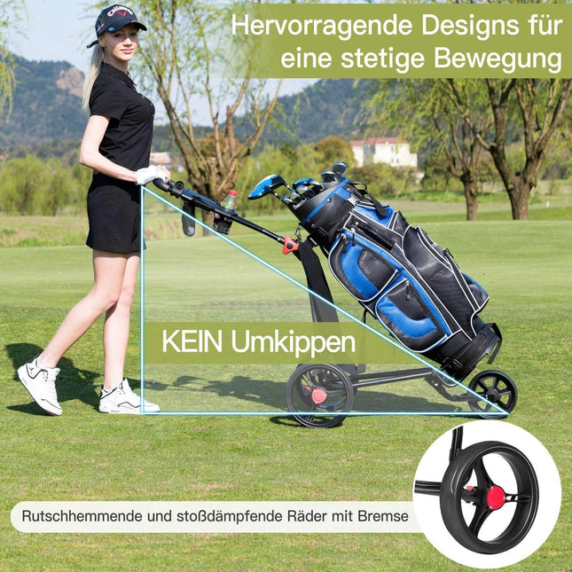 3kolový skládací golfový vozík s nastavitelnou rukojetí