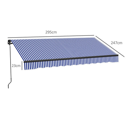Nástěnná markýza, 3x2.5m, modrá a bílá, ochrana proti slunci