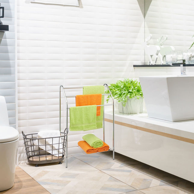 3-armed towel rail with shelf
