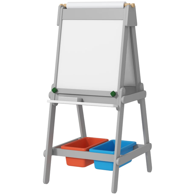 3-in-1 children's easel: blackboard, whiteboard, storage - gray