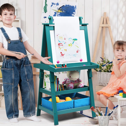 3 v 1 dětský malířský stojan, oboustranná dětská tabule, bílá a křídová tabule s papírem na kreslení 59 x 50 x 117 cm modrá