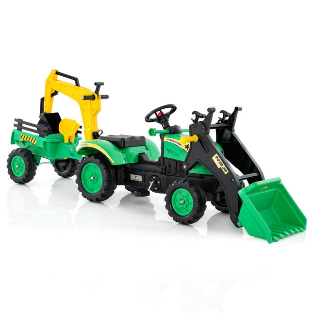 Dětské vozítko 3v1 bagr a buldozer se 6 koly 178 x 42 x 60 cm zelené