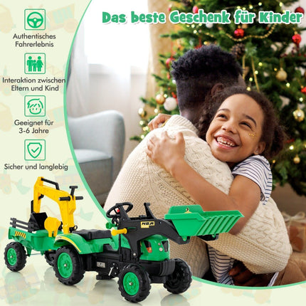 Dětské vozítko 3v1 bagr a buldozer se 6 koly 178 x 42 x 60 cm zelené