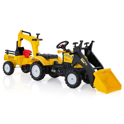 Dětské vozítko 3v1 bagr a buldozer se 6 koly 178 x 42 x 60 cm žluté