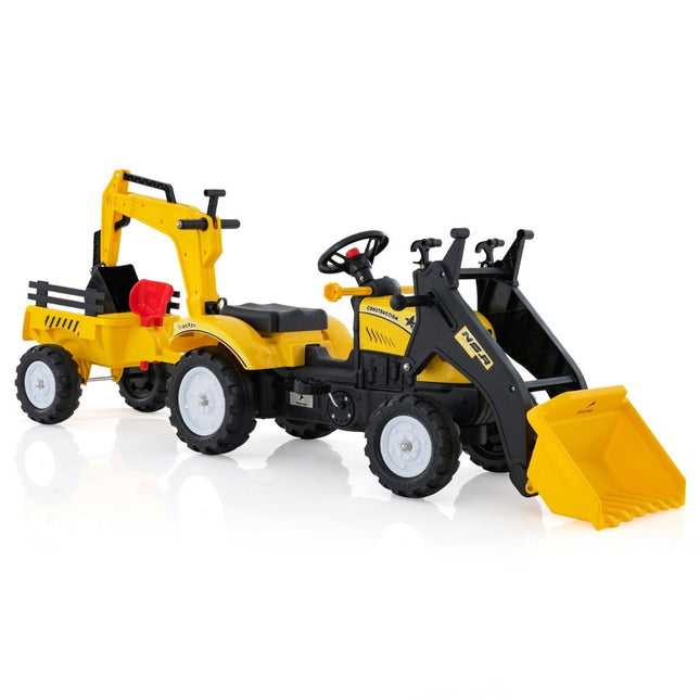 Dětské vozítko 3v1 bagr a buldozer se 6 koly 178 x 42 x 60 cm žluté