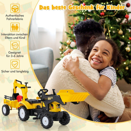 Dětské vozítko 3v1 bagr a buldozer se 6 koly 178 x 42 x 60 cm žluté