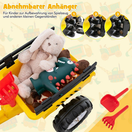 Dětské vozítko 3v1 bagr a buldozer se 6 koly 178 x 42 x 60 cm žluté