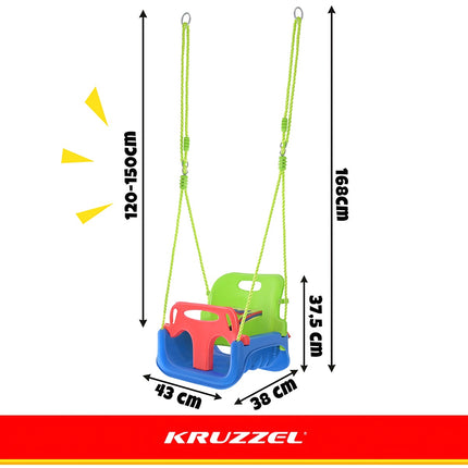 Dětská houpačka 3v1, nastavitelná lana, nosnost 30kg