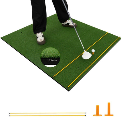 3 v 1 golfová odpalovací podložka s umělou trávou, 2 týčky, 2 zaměřovací tyče a 6 předvrtaných otvorů 60" x 47"