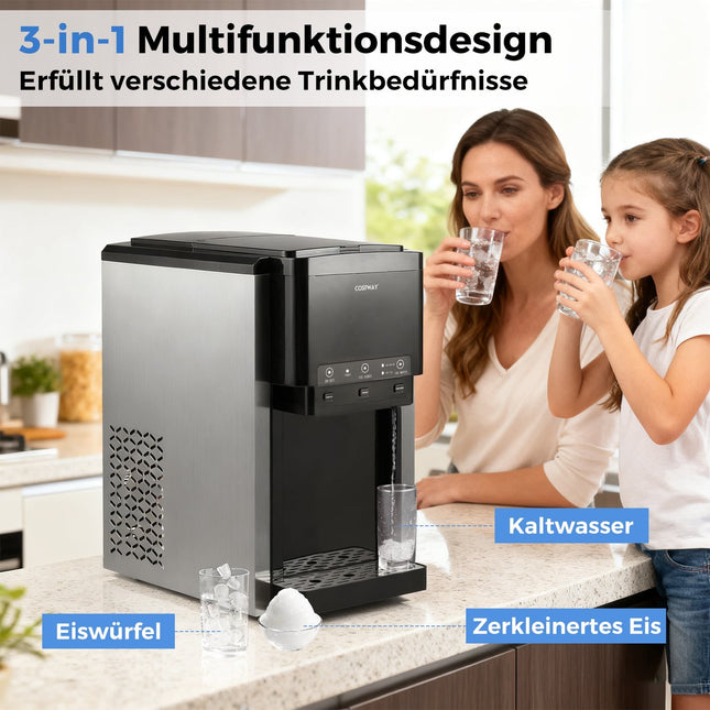 Výrobník ledu a dávkovač vody 3v1, kostky i drcený led