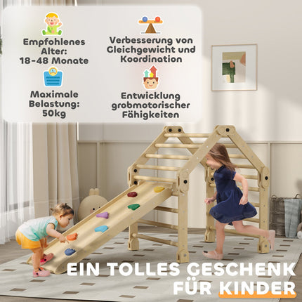 3-in-1 Indoor Climbing Frame with Slide and Ladder
