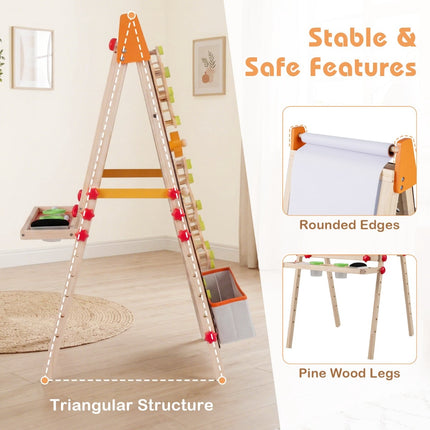3-in-1 Kinderstaffelei mit magnetischer Weißwandtafel & Kreidetafel