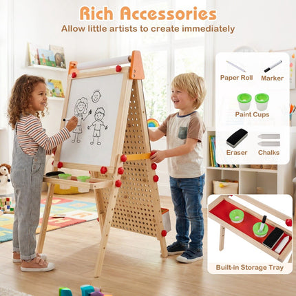 3-in-1 Kinderstaffelei mit magnetischer Weißwandtafel & Kreidetafel