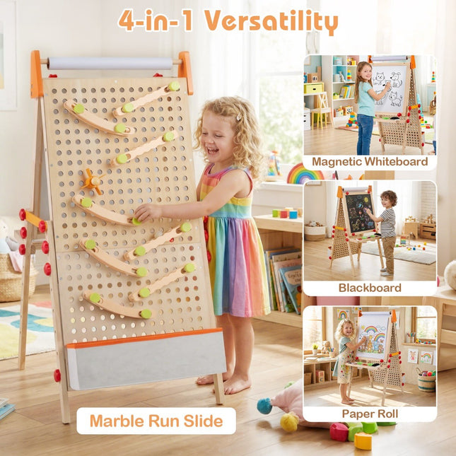 3-in-1 Kids Easel with Magnetic Whiteboard & Chalkboard