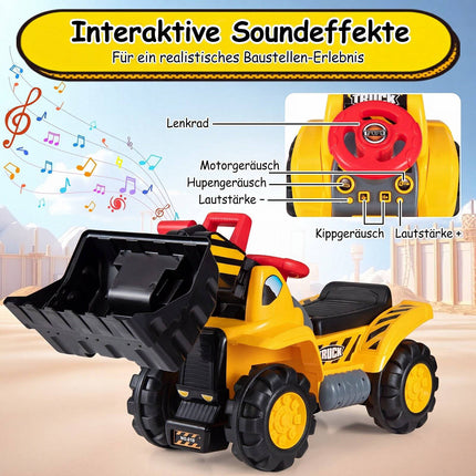 3-in-1 Kids Ride-On Excavator Bulldozer with Sound & Helmet