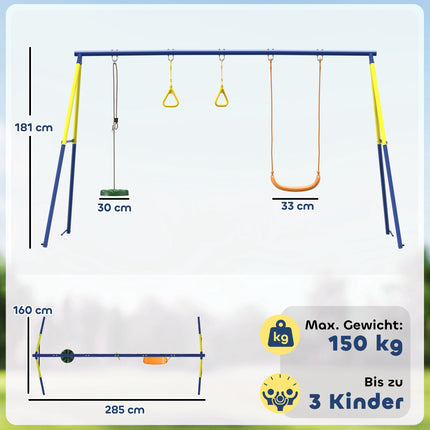 Dětská houpačka 3v1, ocelový rám, nosnost 150 kg