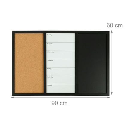 3-in-1 Memo Board with Accessories – Whiteboard, Cork, Planner