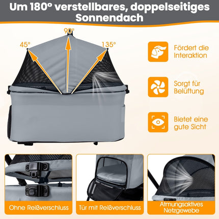 3-in-1 Pet Stroller with Detachable Carrier, Grey