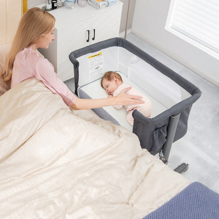 3-in-1 Portable Baby Crib with Adjustable Height & Mesh